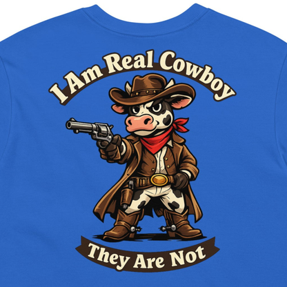 Real Cowboy Cow Tee – Funny Cowboy Cow Graphic Unisex Shirt