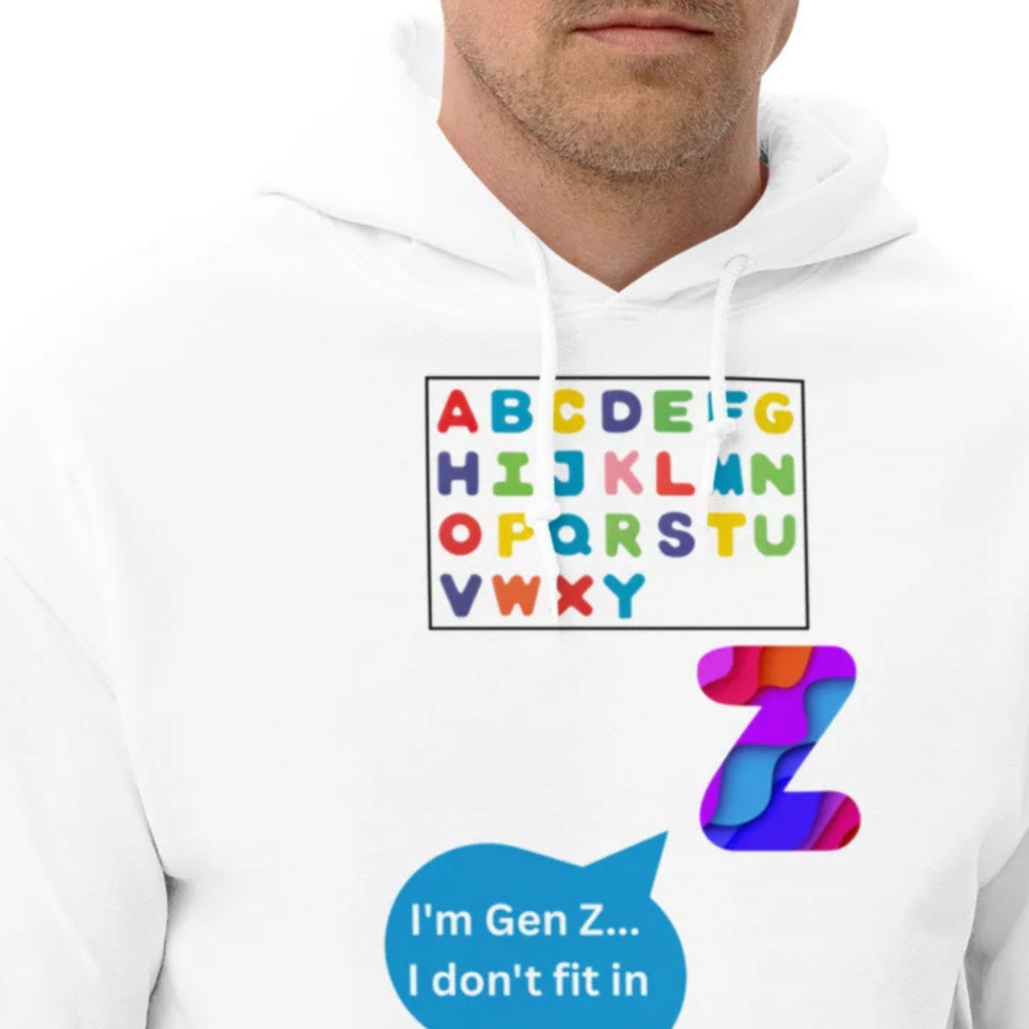 Gen Z Doesn’t Fit In Alphabet – Motivational Hoodie For Creatives & Free Thinkers